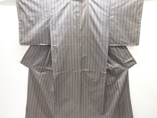 JAPANESE KIMONO / ANTIQUE ENSEMBLE KIMONO / SILK / YONEZAWA TSUMUGI / WOVEN STRIPE